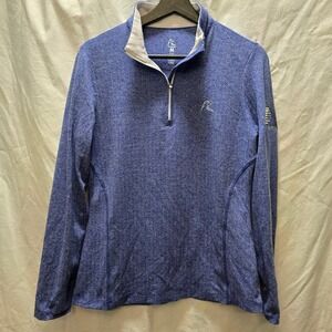RHOBACK Performance Womens Blue Herringbone 1/4 Zip Pullover Athletic Medium